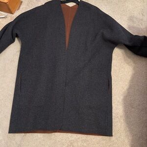 Vince Brown and Gray Wool Blend Coat